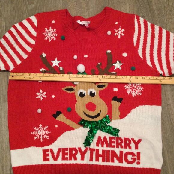Ugly Christmas Sweater Reindeer Themed Juniors XXXL/3X/21 - Picture 5 of 5